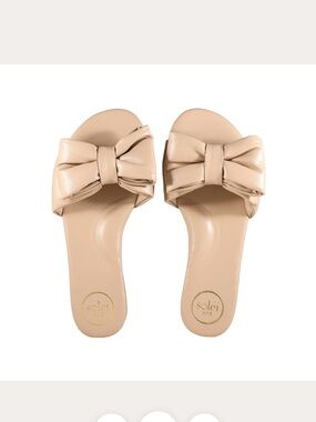 Solei Sea Nude Bow Slide Sandals